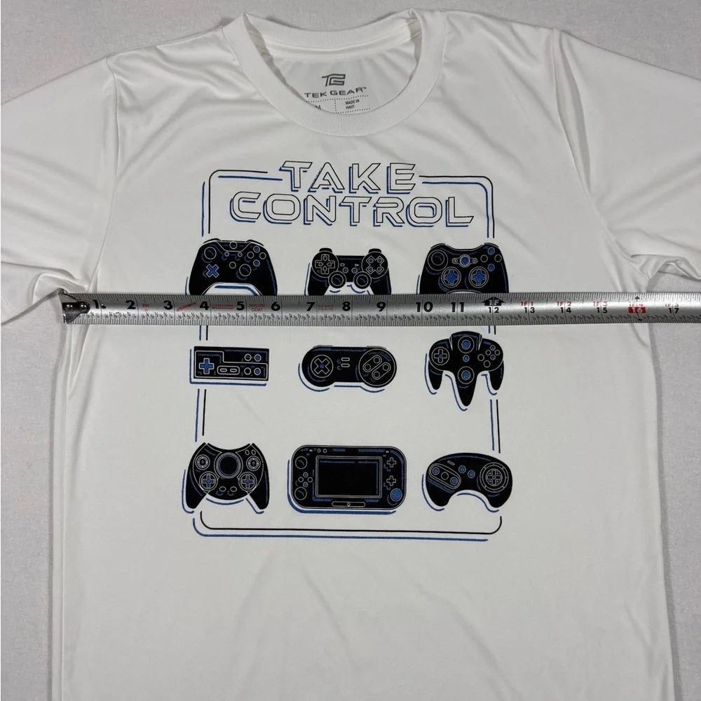 Tek Gear Boys' Video Gamer White Performance Short Sleeve T Shirt Size M NWOT